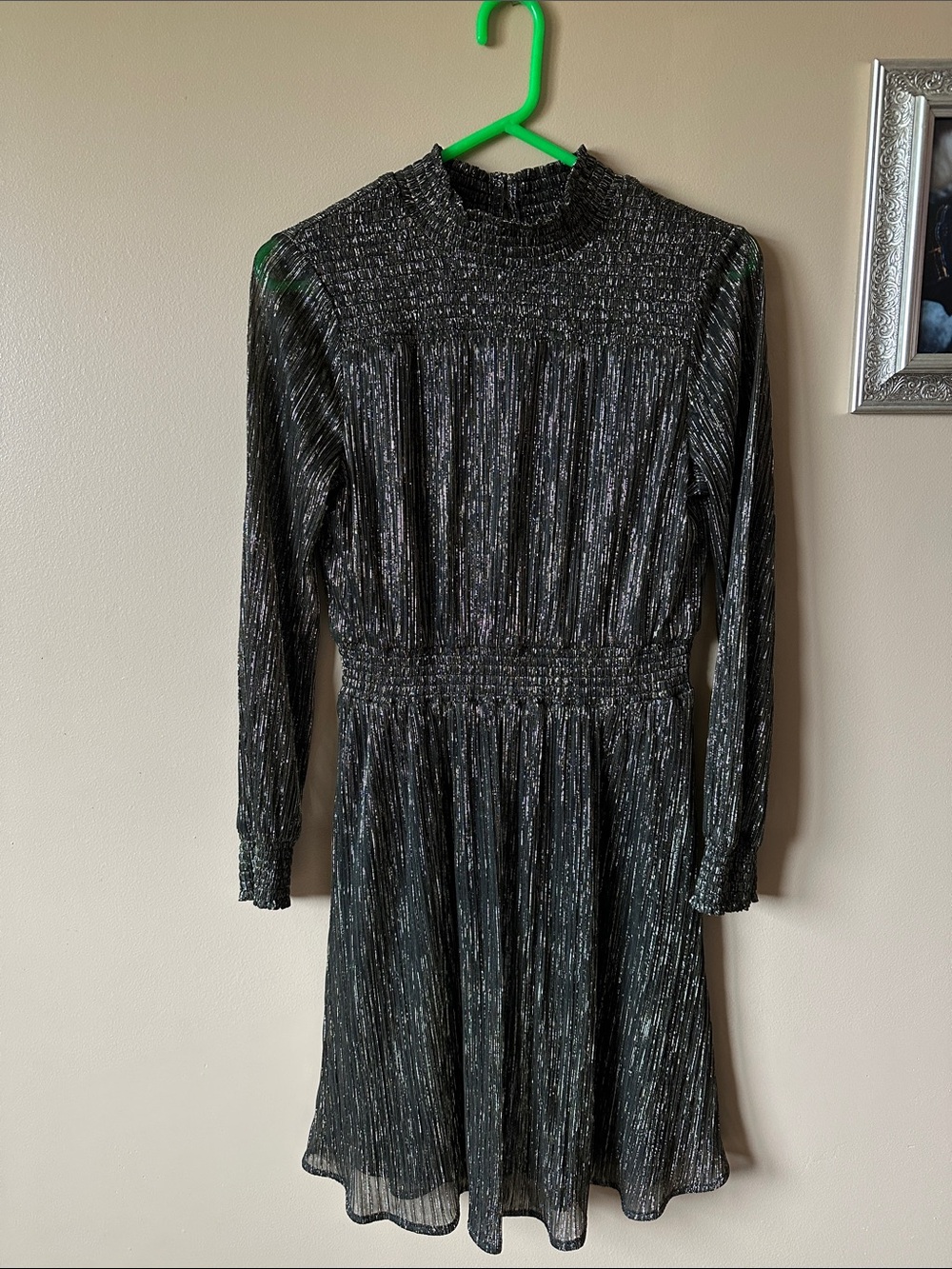 Sam Edelman Black Metallic-Thread Long Sleeve Dress